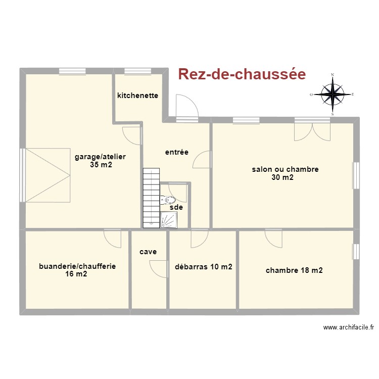 Michèle Pavie rdc. Plan de 7 pièces et 131 m2