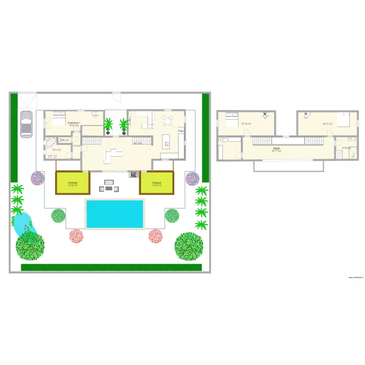 maison 3 ch piscine 250 m2 terrain 600m2. Plan de 