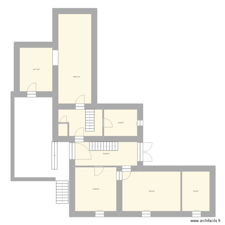 Ribes étage 1. Plan de 7 pièces et 111 m2