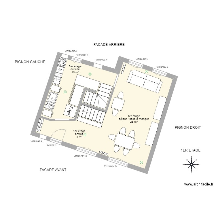 PLAN 1ER BRAMI M. Plan de 1 pièce et 45 m2