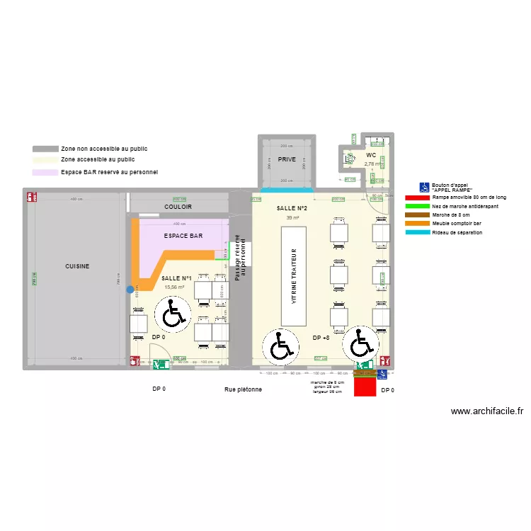 CHEZ PANDA  Apr&egrave;s travaux avec espace de rotation. Plan de 