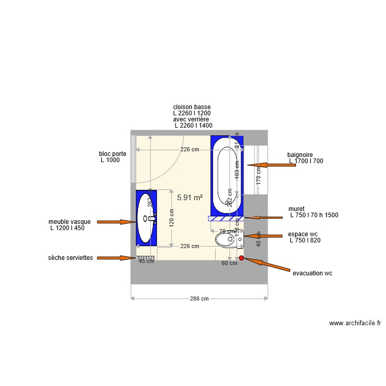 CSS SDB ETAGE 1. Plan de 0 pièce et 0 m2