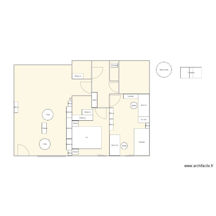 Plan Kerbiquette2. Plan de 7 pièces et 63 m2