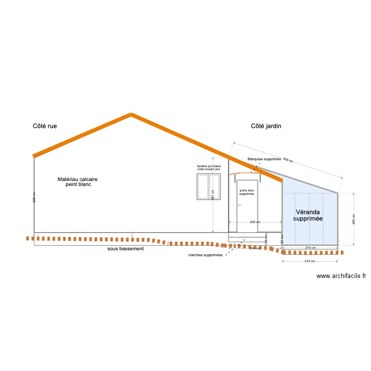 facade est initial. Plan de 2 pièces et 10 m2