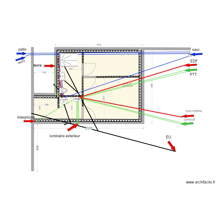 saint jean. Plan de 2 pièces et 25 m2