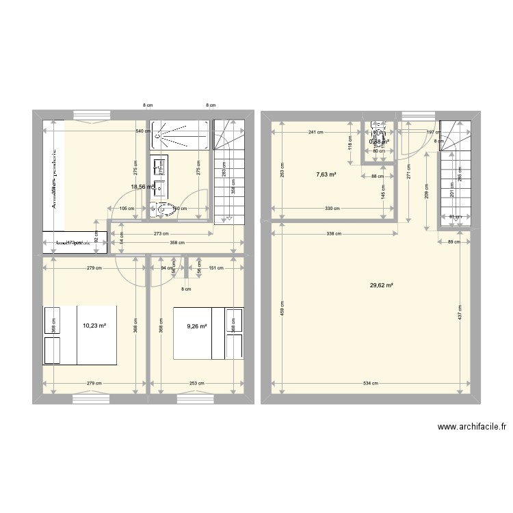 BBA. Plan de 6 pièces et 76 m2