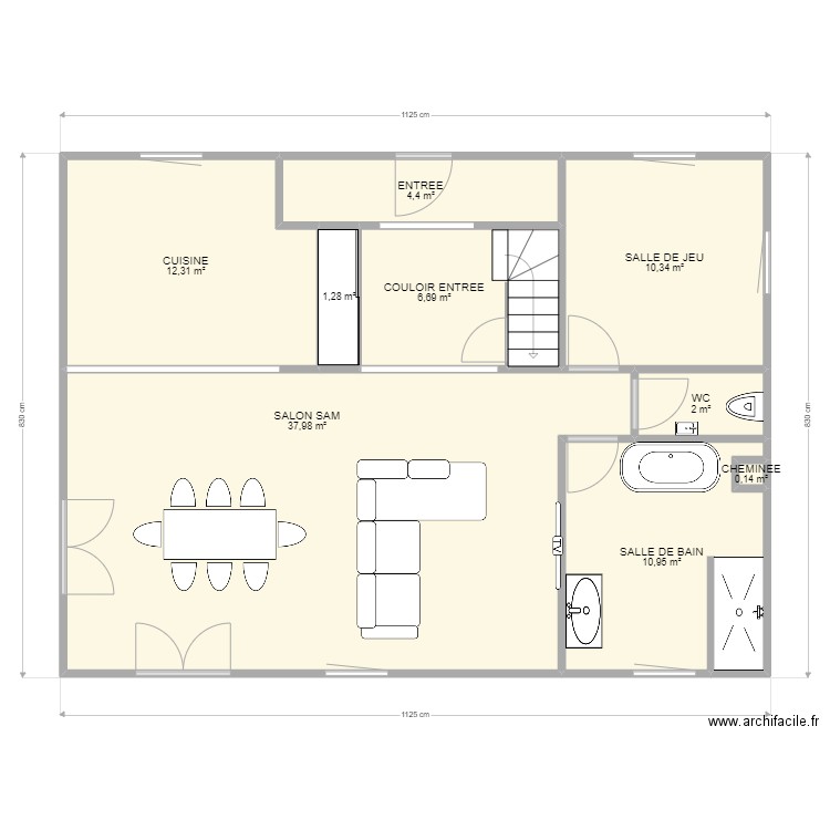 Maison poix terron. Plan de 9 pièces et 86 m2