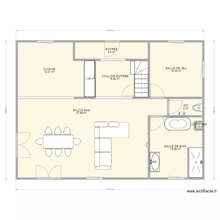 Maison poix terron. Plan de 