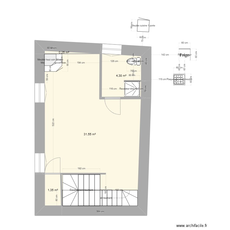 PAULINE BIOL. Plan de 4 pièces et 38 m2