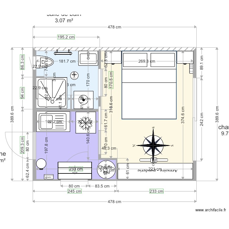 Garage en chambre . Plan de 0 pièce et 0 m2