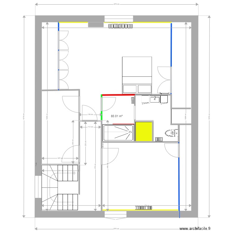 Hippolyte PINAUD 2 ième étage travaux 13 11 2020. Plan de 0 pièce et 0 m2