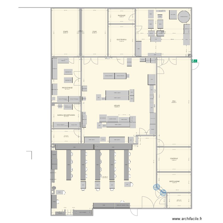 plan atelier modif tribo polysat. Plan de 17 pièces et 459 m2