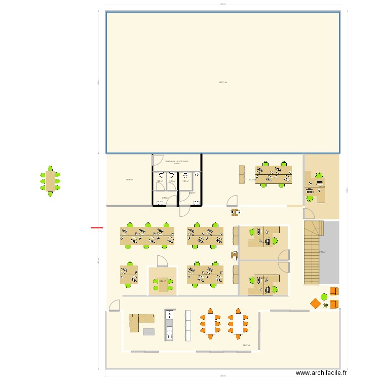Bureaux V2.1. Plan de 16 pièces et 663 m2