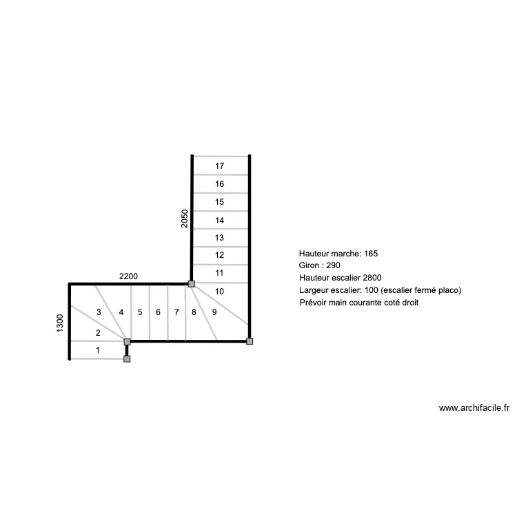 Escalier. Plan de 