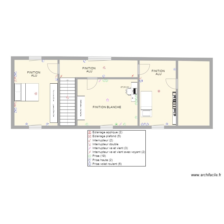 ETAING CAROUGE. Plan de 4 pièces et 74 m2