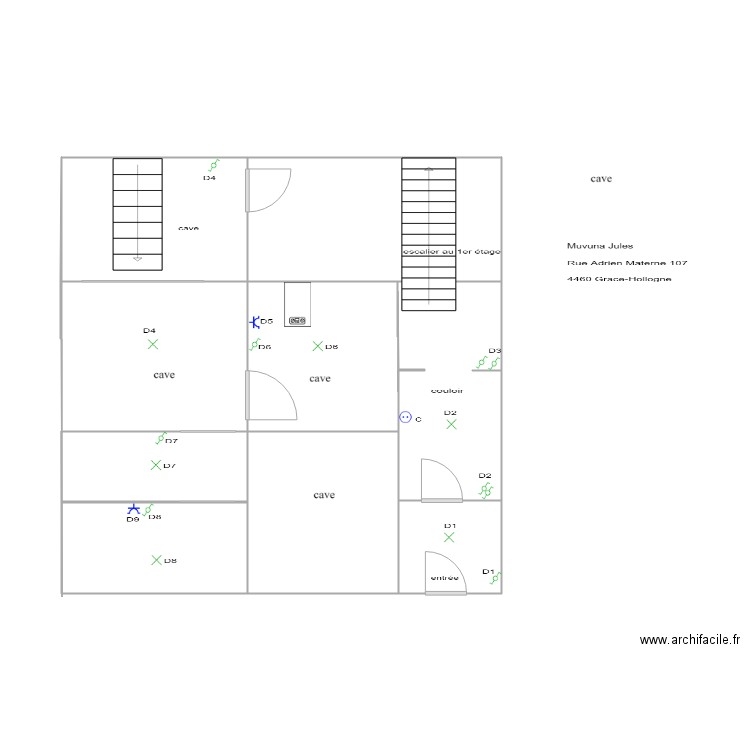 jujes cave. Plan de 9 pièces et 50 m2