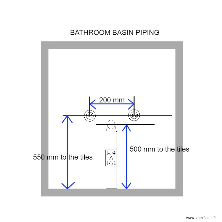 basin piping location. Plan de 0 pièce et 0 m2