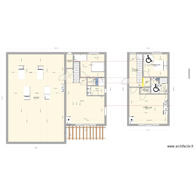 Gite esquisse V2. Plan de 14 pièces et 207 m2