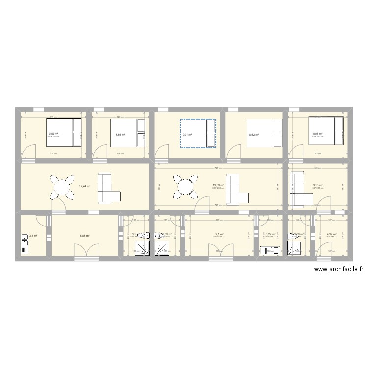 Residence  FAMIENCA. Plan de 16 pièces et 133 m2
