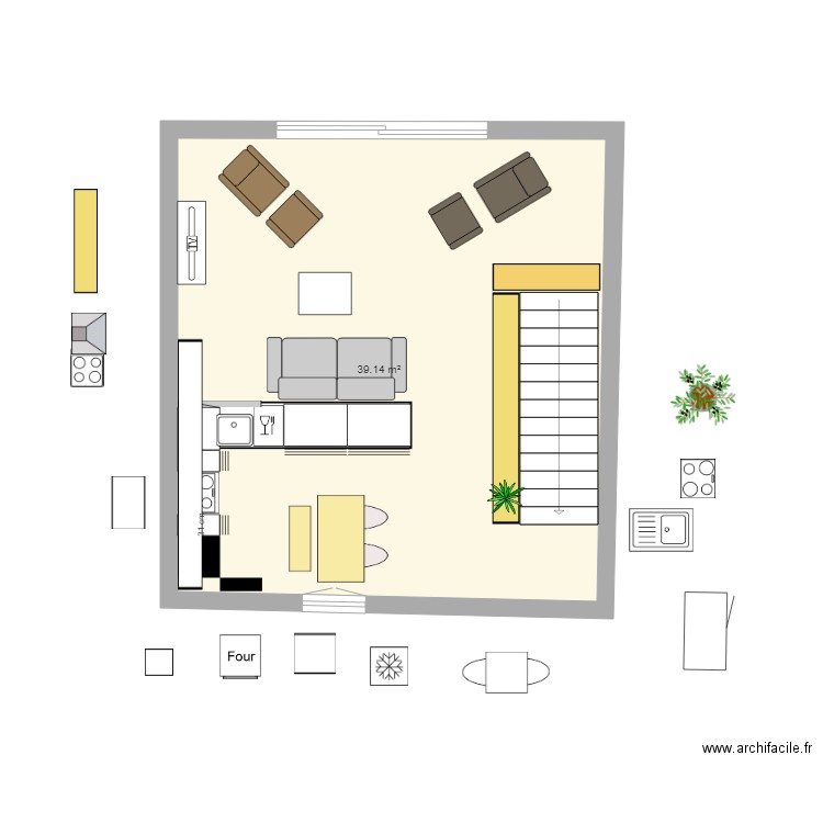 Grrr cuisine 2023 - 08 four inchangé. Plan de 1 pièce et 39 m2