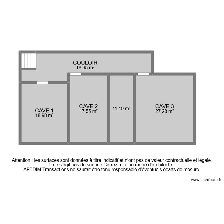 BI 10539 CAVE . Plan de 6 pièces et 95 m2