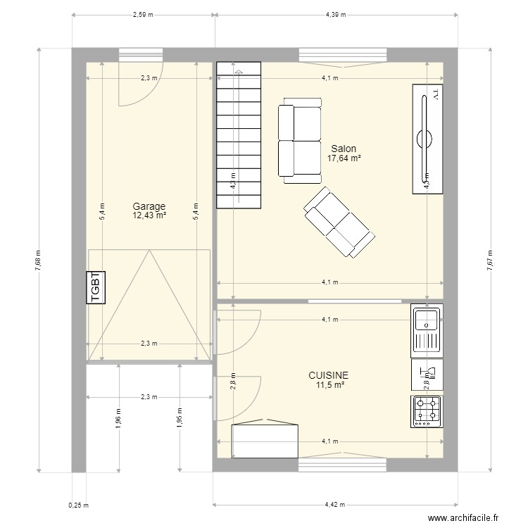 ACEL. Plan de 9 pièces et 86 m2