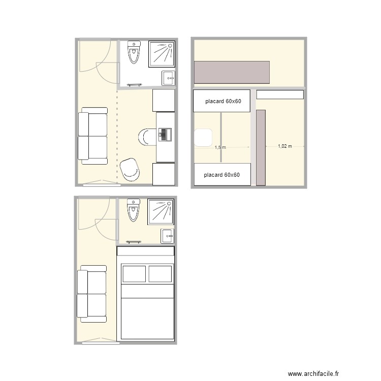 chambres 2 et 3 étage 1 mezza BIS. Plan de 0 pièce et 0 m2