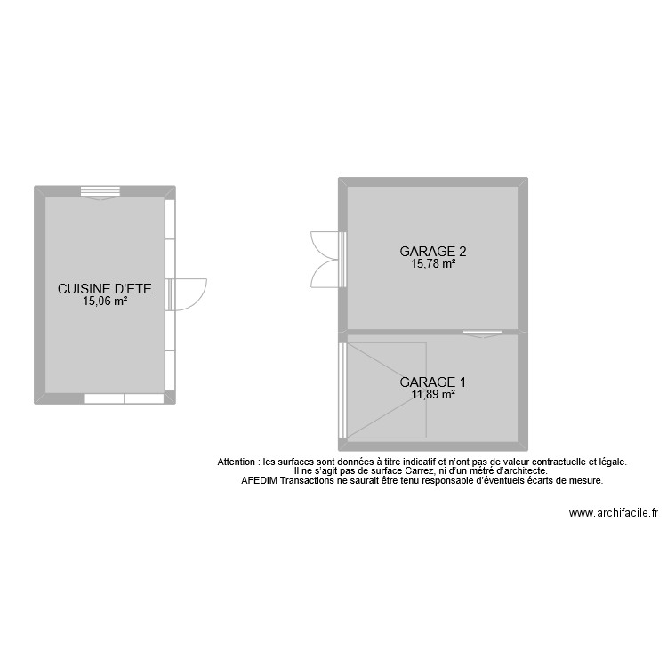 BI 9598 ANNEXES PASCAL. Plan de 3 pièces et 43 m2