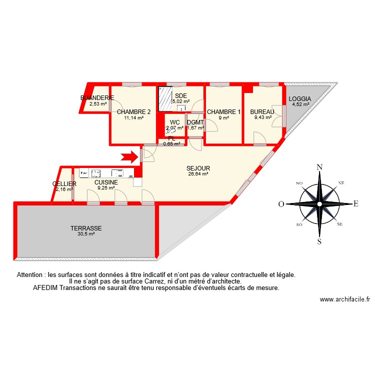 BI 11771 . Plan de 16 pièces et 122 m2