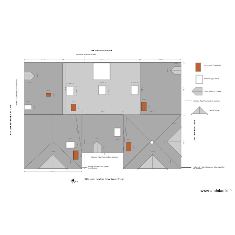 toiture avec installation de 3 Velux Casimir Perier v1. Plan de 0 pièce et 0 m2