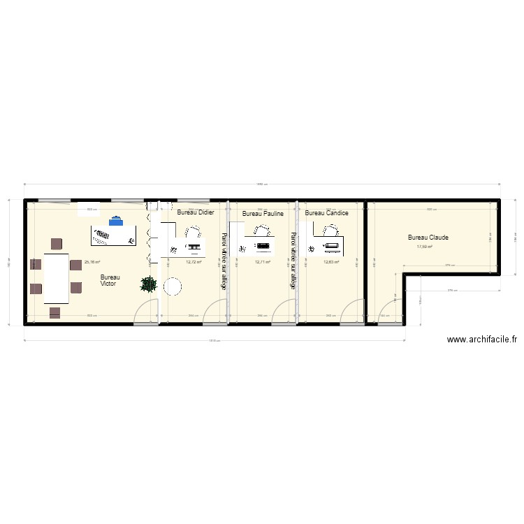 Cloisons bureaux 2eme étage. Plan de 0 pièce et 0 m2