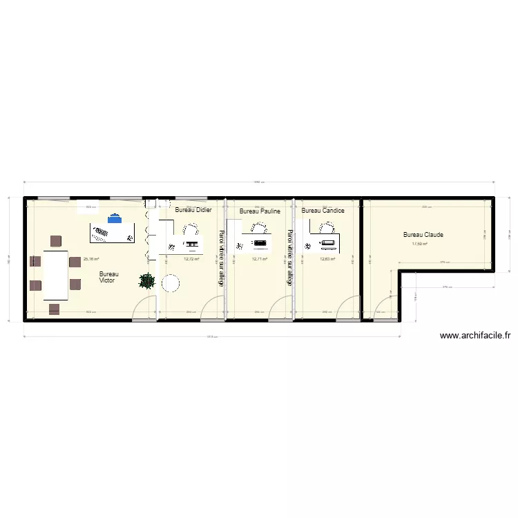 Cloisons bureaux 2eme &eacute;tage. Plan de 