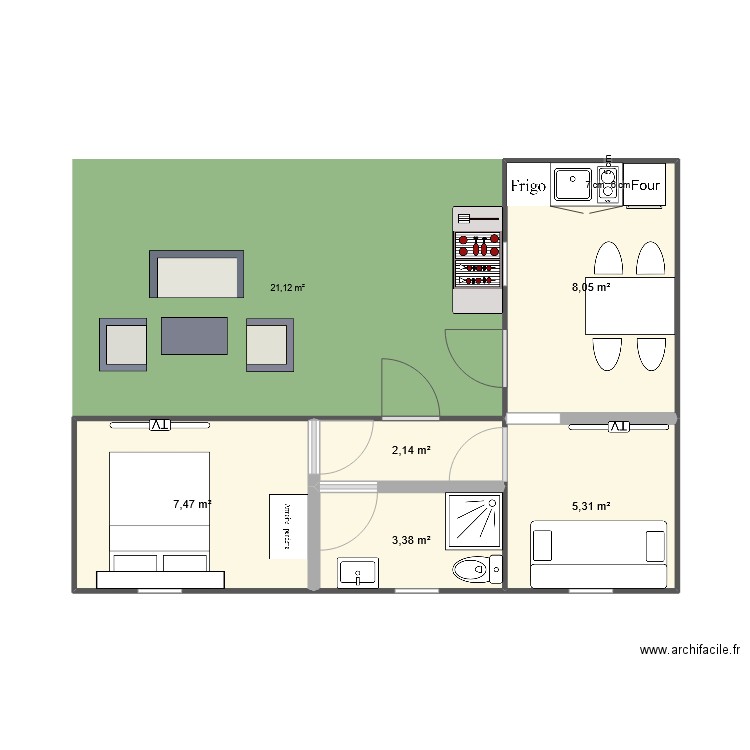 Projet971-1. Plan de 5 pièces et 26 m2