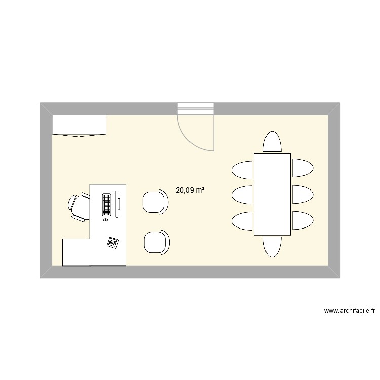 bureau chef de service. Plan de 1 pièce et 20 m2