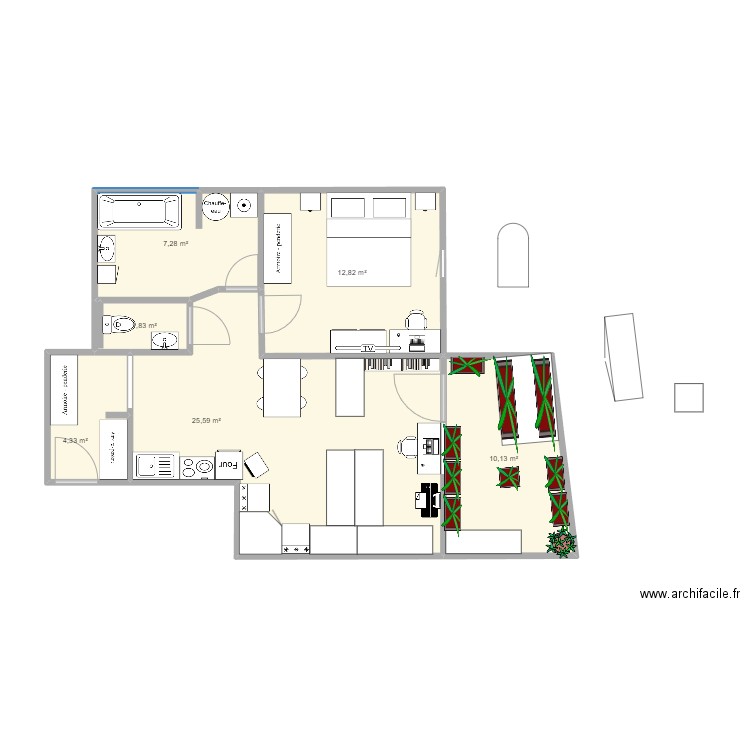 appartement futur 02 meublé. Plan de 0 pièce et 0 m2