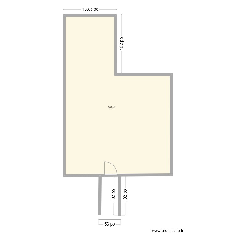 en projet. Plan de 1 pièce et 56 m2