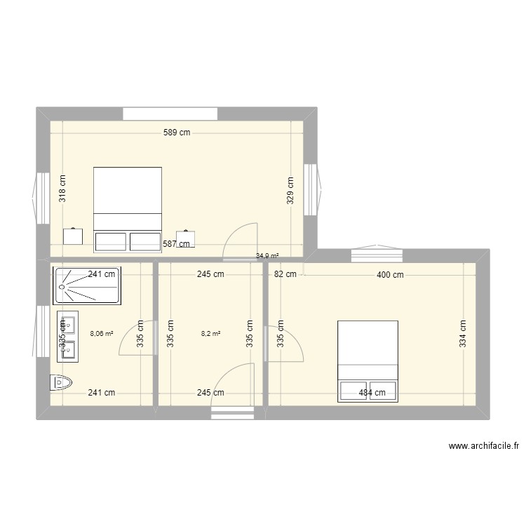 1er étage_étape 2_sanitaires a l'est. Plan de 0 pièce et 0 m2