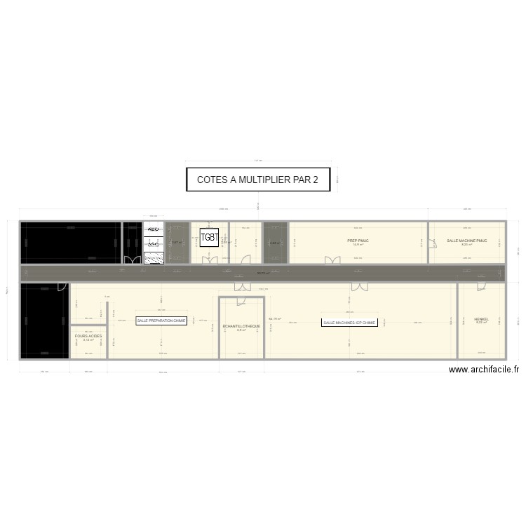 SALLE PREPARATION CHIMIE R+1. Plan de 12 pièces et 165 m2