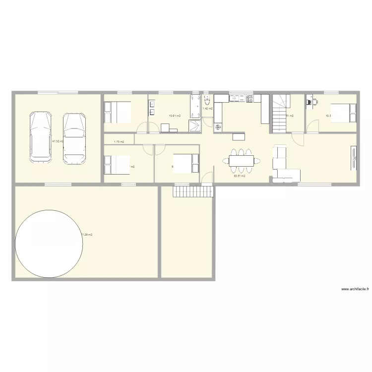 maison avec modification. Plan de 