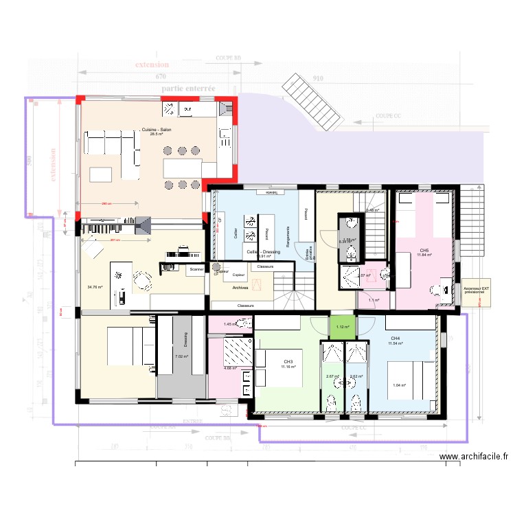 RdC V14 et Etage V9. Plan de 0 pièce et 0 m2