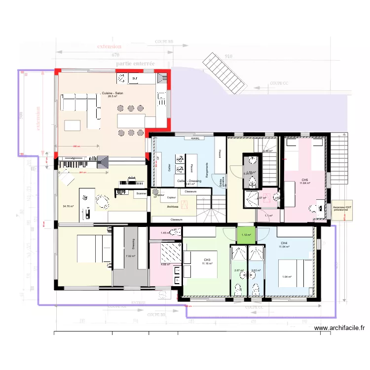 RdC V14 et Etage V9. Plan de 