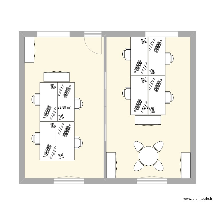 Bureau exploitation V2. Plan de 2 pièces et 49 m2