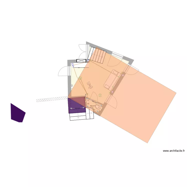 Entree avec toilette et Marquise. Plan de 