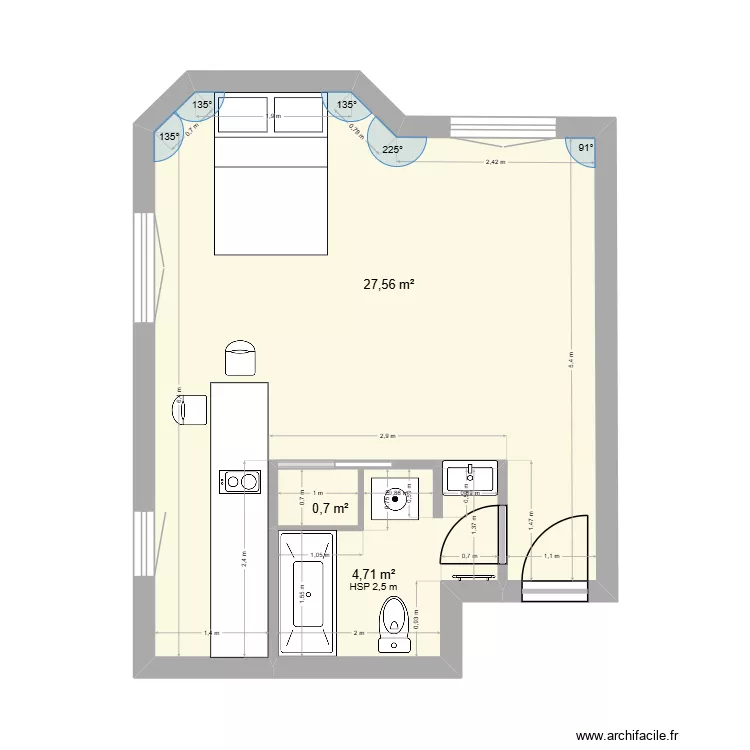 Plan 187. Plan de 3  et 33 m²