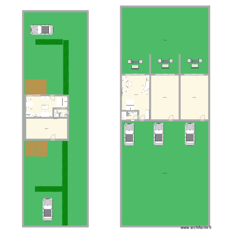 studios mitoyens. Plan de 10 pièces et 1153 m2