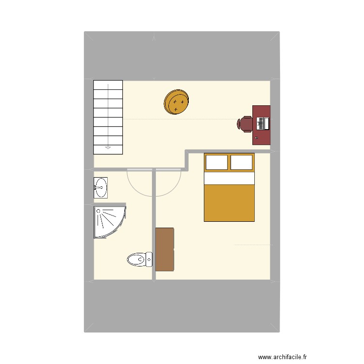 Clos Lot 2 Etg présentation meublée. Plan de 6 pièces et 36 m2