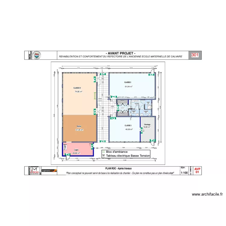 BAES Ex &eacute;cole Calvaire. Plan de 