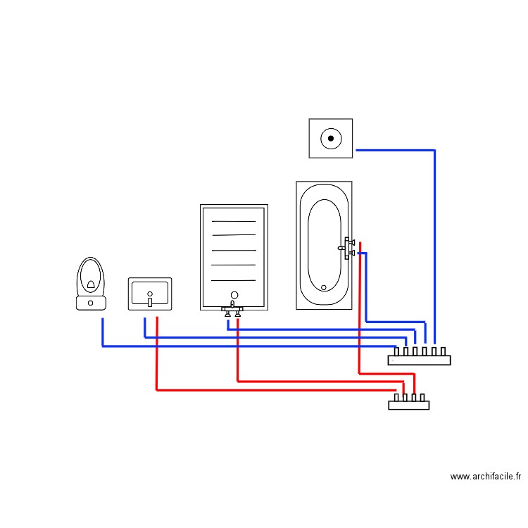 schéma plomberie étage. Plan de 0 pièce et 0 m2