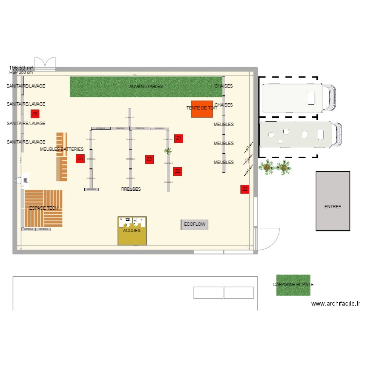 RI AMIENS. Plan de 1 pièce et 197 m2