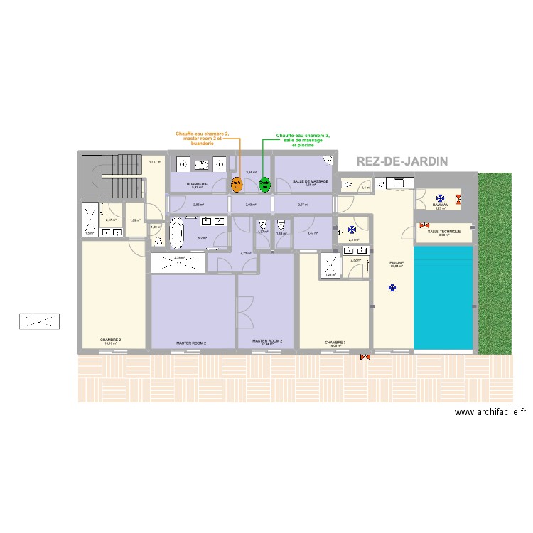 REZ-DE-JARDIN Plomberie. Plan de 0 pièce et 0 m2